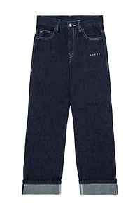 Marni Kids Logo Embroidered Cuffed Hem Jeans