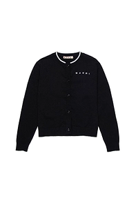 Marni Kids Logo Embroidered Knitted Cardigan