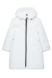 Marni Kids Logo Embroidered Quilted Hooded Coat