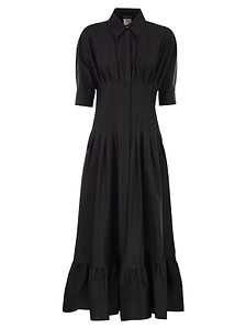 Max Mara Studio Cera Pleated Shirt Dress