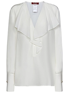 Max Mara V-Neck Ruffled Long-Sleeved Top
