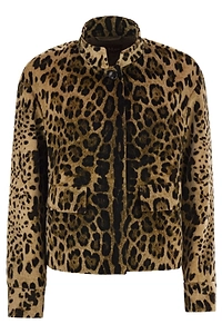 Max Mara Studio Mstedro Cropped Animal Printed Jacket