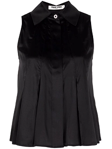 Max & Moi Sleeveless Pleated Satin Blouse