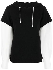 Max & Moi Two-Tone Drawstring Knitted Hoodie