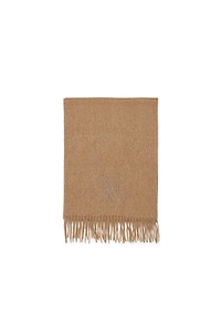 Logo Embroidered Fringed Scarf