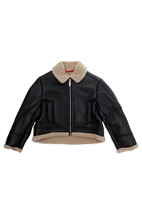 Shearling Trim Cropped Jacket