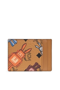Mcm Logo Print Card Holder Wallet