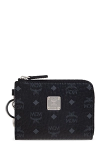 Mcm Logo Printed Keychain Detailed Wallet