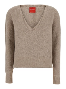 Merci Long-Sleeve V-Neck Knitted Sweater
