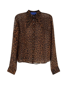 Mes Demoiselles Sheer Printed Button-Up Shirt