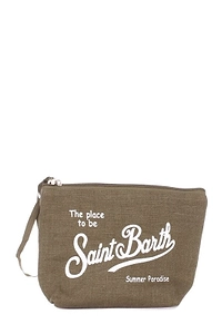 Logo-Printed Zipped Wristlet Bag