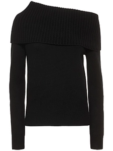Michael Kors Collection Asymmetric Off-Shoulder Knitted Sweater