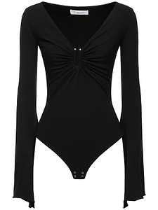 Michael Kors Collection Ruched Long-Sleeve Bodysuit