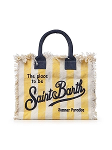 Striped Fringed Tote Bag