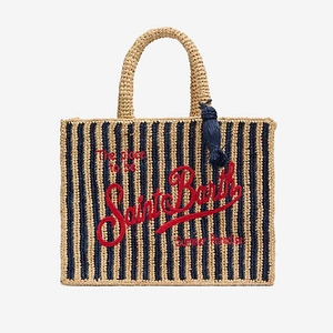 Striped Raffia Mini Tote Bag