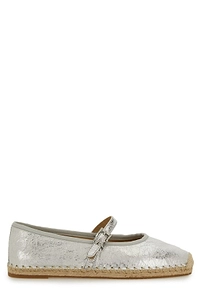 Lynn Metallic Leather Ballet Espadrilles