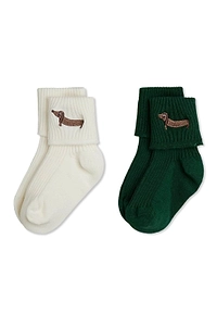 Mini Rodini Dog-Embroidered Two-Pack Socks