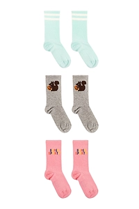 Motif Intarsia Three Packs Of Socks