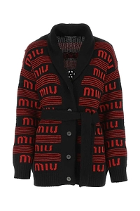 Miu Miu Allover Logo Intarsia Cardigan
