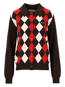 Miu Miu Argyle Knitted Cardigan