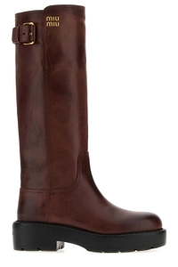 Miu Miu Buckled Knee-High Boots