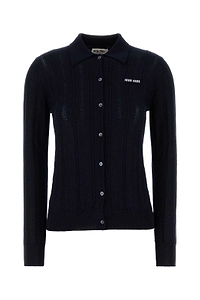 Miu Miu Button-Up Knitted Polo Cardigan