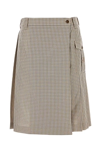 Checked Pleated Midi Skirt