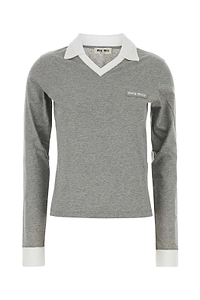 Miu Miu Contrast-Collar Knitted Polo Top