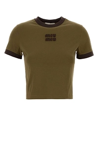 Miu Miu Crewneck Cropped T-Shirt