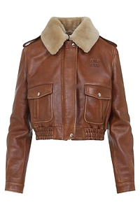 Miu Miu Cropped Leather Jacket