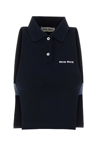 Miu Miu Cropped Sleeveless Polo T-Shirt