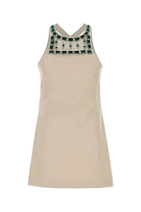 Miu Miu Embellished Cross-Back Mini Dress