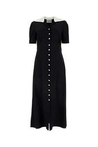 Miu Miu Embellished Short-Sleeved Flared Dress