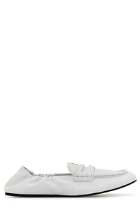 Miu Miu Embossed-Logo Square Toe Loafers