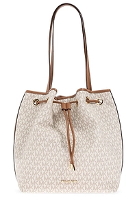Logo Plaque Drawstring Shoulder Bag