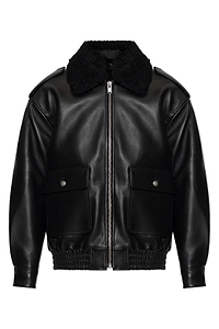 Misbhv Shearling Collar Leather Jacket