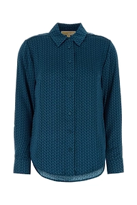 Michael Michael Kors Mk2000 Logo Print Satin Shirt