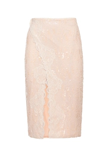 Miss Bikini Sequined Lace Pencil Skirt