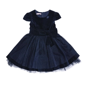 Miss Blumarine Logo Embroidered Tulle Dress