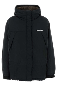 Miu Miu Hooded Logo Down Jacket