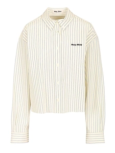 Miu Miu Logo-Embroidered Buttoned Striped Shirt