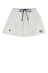 Miu Miu Logo-Embroidered Drawstring Skirt