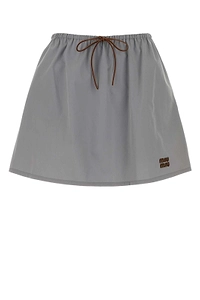 Miu Miu Logo-Embroidered Drawstring Mini Skirt