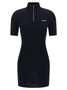 Miu Miu Logo-Embroidered Knitted Mini Dress
