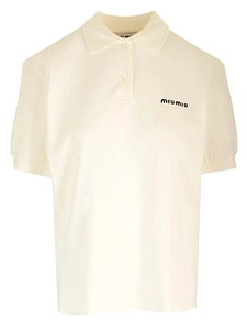 Miu Miu Logo-Embroidered Short-Sleeved Polo Shirt