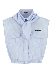 Miu Miu Logo-Embroidered Sleeveless Shirt