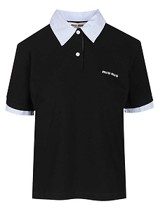 Miu Miu Logo-Embroidered Short-Sleeved Polo Shirt