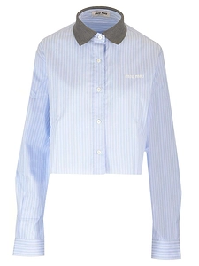 Miu Miu Logo-Embroidered Striped Shirt