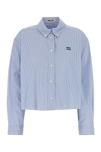 Miu Miu Logo-Embroidered Striped Shirt