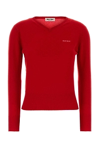 Miu Miu Logo-Embroidered V-Neck Jumper